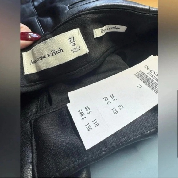 Abercrombie & Fitch Vegan Leather Flared Pants - Picture 6 of 8